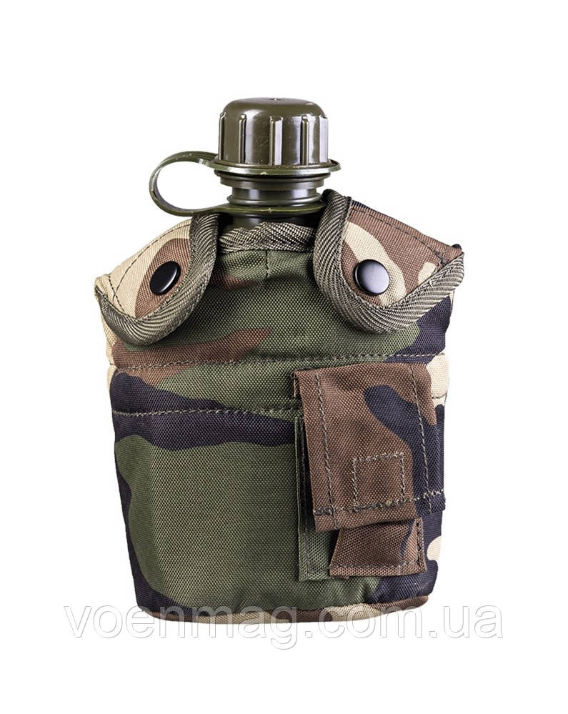 Фляга, США з підсклянником і чохлом WOODLAND, Mil-Tec