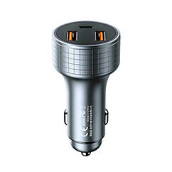 DR Автомобільний зарядний пристрій Remax RCC327 2 USB/Type-C QC PD 83W сріблясто-чорний