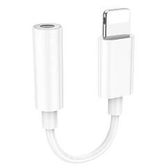 DR Адаптер перехідник Hoco LS34 аудіоконвертер Lightning to Jack 3.5 (F) 0.08m білий