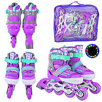 Ролики Extreme Motion Фиолетовые (30-33 р-р), свет, в сумке R2155