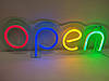 Неонова Led вивіска OPEN (відкрито) з кольоровими буквами 40х13 см зі зміною яскравості, фото 4