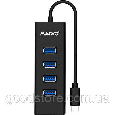 Концентратор Maiwo USB Type-C to 4х USB3.0 cable 15 cm (KH304C)