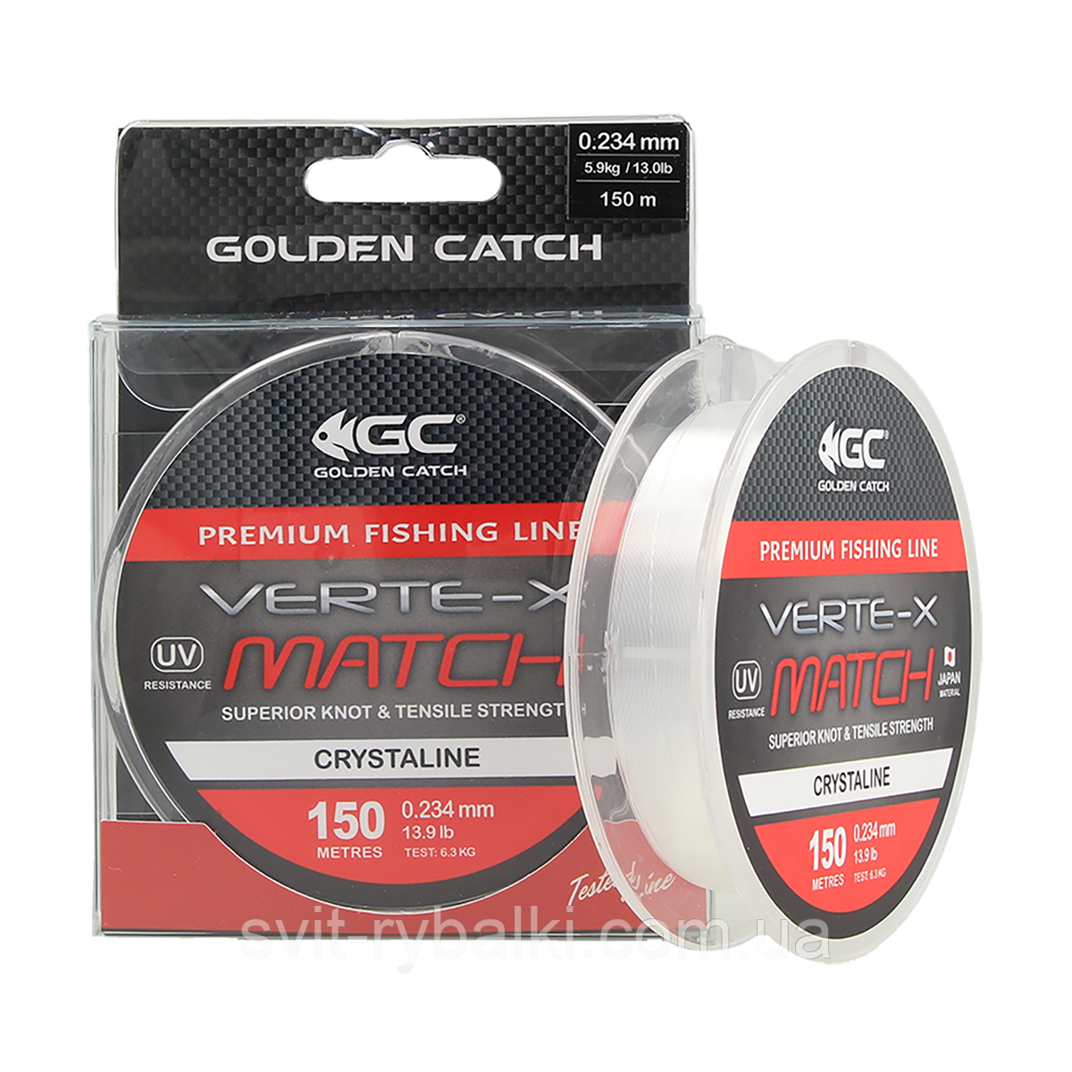 Волосінь GC Verte-X Match 150м Clear 0.165 мм (3.2 кг/ 7 lb)