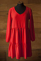 Красное платье с длинным рукавом миди женское Sublevel, размер S, M