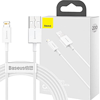 Кабель USB to Lightning 2 метра Baseus Superior Fast Charging Data 2.4A 2m (CALYS-C02) White
