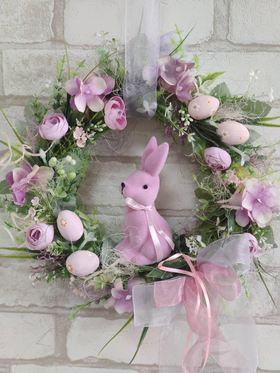 Віночок великодній з лісовим зайкой , Д - 35 см, фото 1