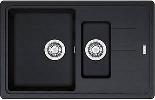 Мийка кухонна Franke Basis, фраграніт, прямокутник, з крилом, 780х500х200мм, чаша - 2, накладна, BFG 651-78, онікс Baumar -