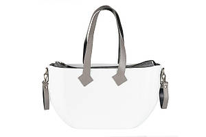 Сумка Nuvita MyMia ручки шкіра, ремені для коляски, біло-сірий Baumar - Порадуй Себе