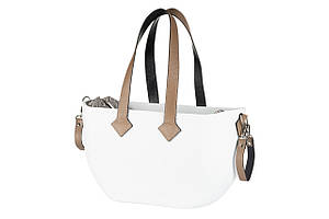 Сумка Nuvita MyMia ручки шкіра, килимок, ремені для коляски, біло-коричневий Baumar - Порадуй Себе