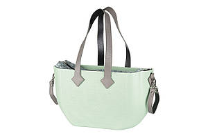 Сумка Nuvita MyMia ручки шкіра, килимок, ремені для коляски, м'ятно-сірий Baumar - Порадуй Себе