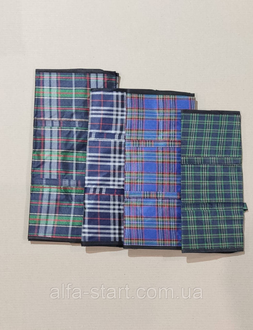 Господарська сумка тканина прогумована 40х36х18см в клітинку на блискавці