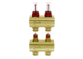 Розподільний колектор Danfoss FHF-F, 2+2 контури, з ротаметрами, латунь Baumar - Порадуй Себе