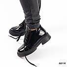 Чорні жіночі шкіряні (наплак) черевики на шнурках, фото 4