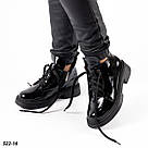 Чорні жіночі шкіряні (наплак) черевики на шнурках, фото 6