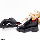 Чорні жіночі шкіряні (наплак) черевики на шнурках, фото 7