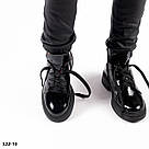 Чорні жіночі шкіряні (наплак) черевики на шнурках, фото 8