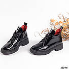 Чорні жіночі шкіряні (наплак) черевики на шнурках, фото 9