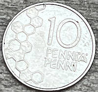 Монета Финляндии 10 пенни 1990-92 гг.