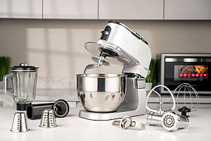 Кухонна машина Ardesto 1500Вт, чаша-метал, корпус-метал, насадок-10, сріблясто-сірий Baumar - Порадуй Себе