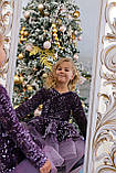 Дитяча сукня оксамит з паєткою фіолетового кольору, фото 3