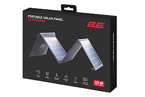 Портативна сонячна панель 2E, DC 22 Вт, 2х USB-A 5В/2.4А Baumar - Порадуй Себе