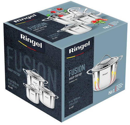 Набір посуду (1,9/2,6 і 3,6 л) Ringel Fusion 6 предметів (RG-6007), фото 3