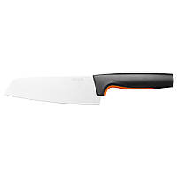 Кухонний ніж поварський Santoku Fiskars Functional Form, 16см, нержавіюча сталь, пластик, чорний Baumar - Порадуй Себе
