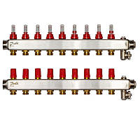 Розподільний колектор Danfoss SSM-F, 9+9 контурів, з ротаметрами, нерж. сталь Baumar - Порадуй Себе
