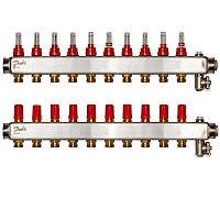 Розподільний колектор Danfoss SSM-F, 10+10 контурів, з ротаметрами, нерж. сталь Baumar - Порадуй Себе