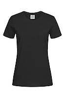 Женская футболка однотонная плотная черная