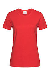 Жіноча щільна футболка однотонна червона