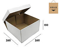 Самосборная коробка для торта без ручек БЕЛАЯ 260х260х150 упаковка для кондитерких изделий подарков