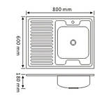 Миття накладне Platinum 8060 800.600 (0,5/160 R Сатин без сифону), фото 4