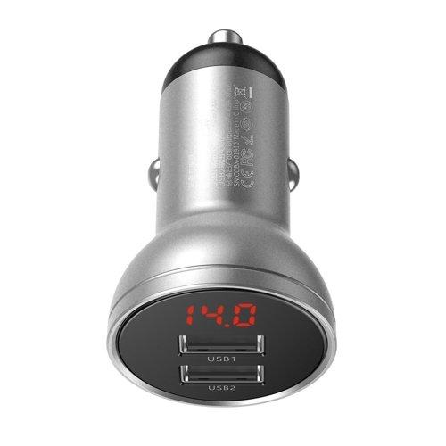 Автомобільний зарядний пристрій Baseus 2x USB 4.8 A 24 W Silver (CCBX-0S)