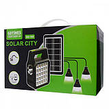 Зарядна станція портативна Gdtimes GD-105 з 3 лампами та сонячною панеллю 8273, фото 8