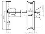 Ручка дверна ROSTEX 807R PLATE 72мм хром полірований 38-55мм комплект, фото 7