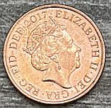 Монета Великобританії 1 пінні 2016-17 рр., фото 2