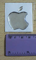 Наклейка s APPLE 30х35х1мм глянцевое серебро силиконовая эпл яблоко яблочко на авто