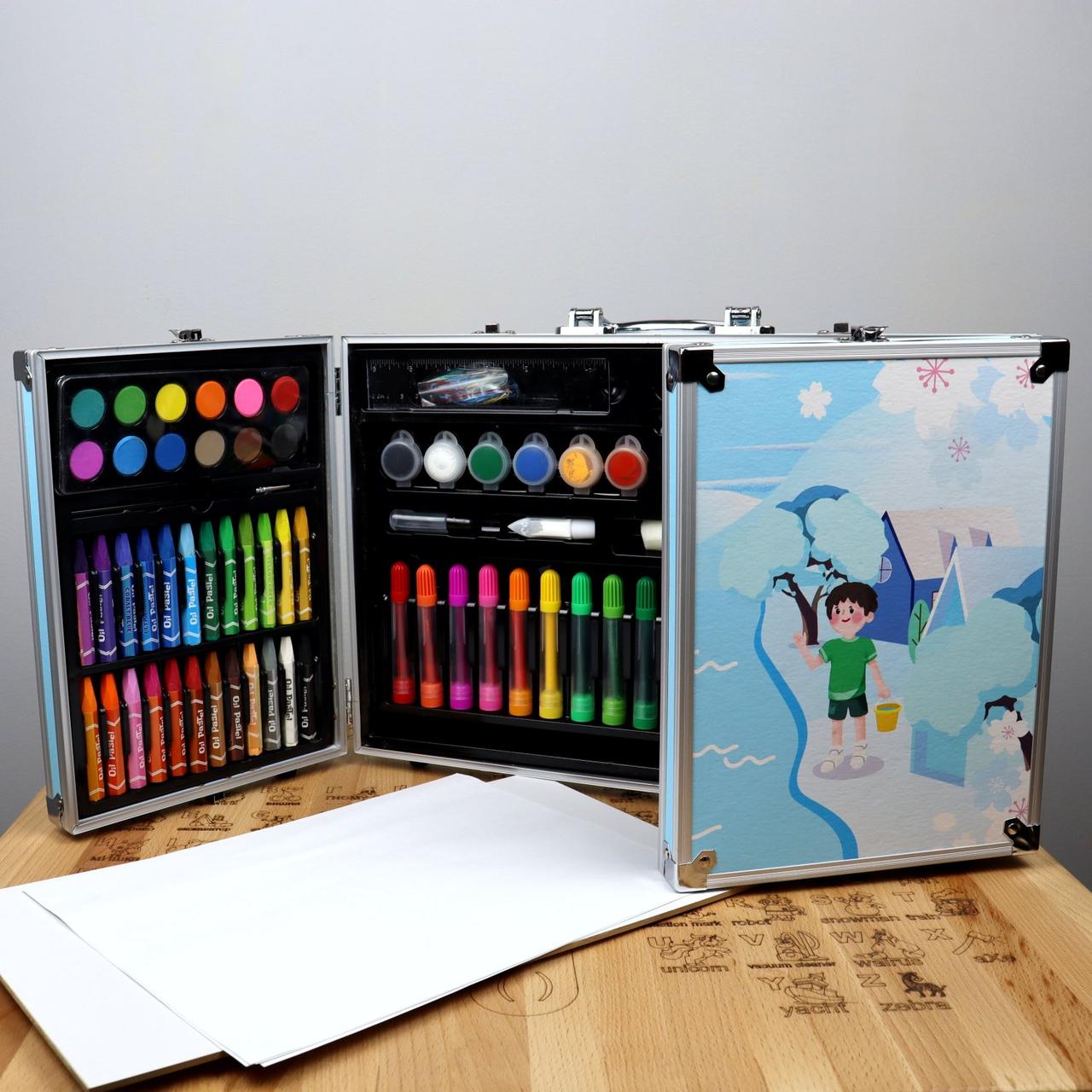 Набор для творчества Аква краски, фломастеры, карандаши, в чемодане 40,5-27-6 см, фото 1