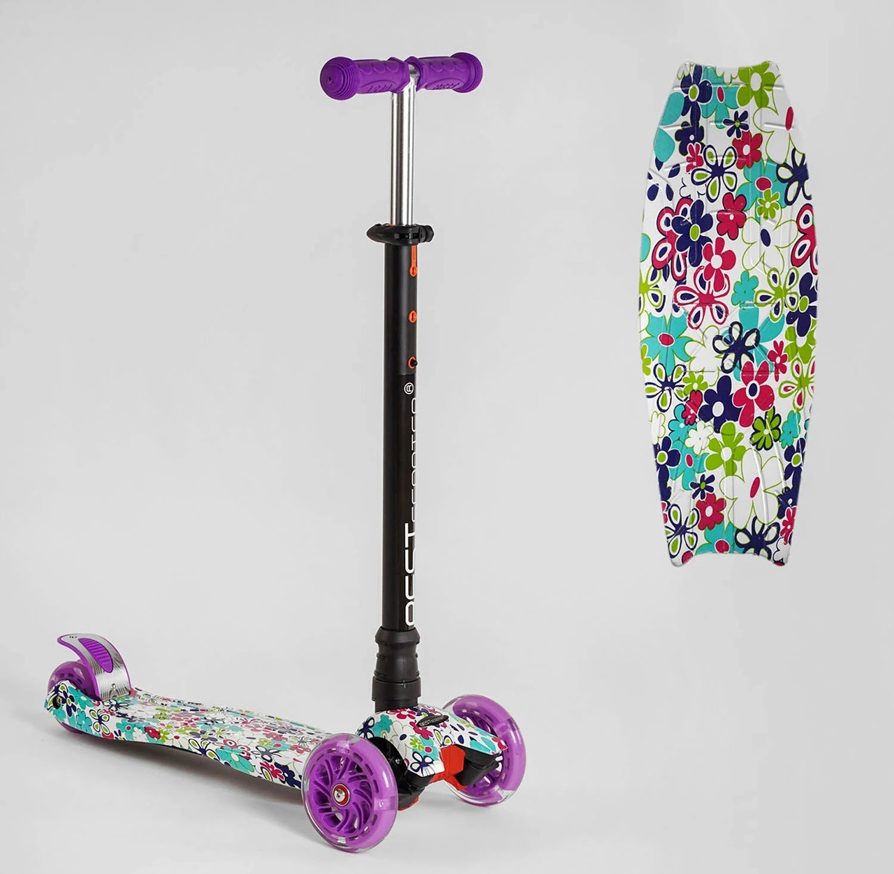 Дитячий самокат Best Scooter MAXI для дівчинки фіолетове кермо
