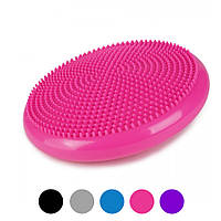Балансировочная подушка-диск Cornix 33 см массажная сенсомоторная + насос для фитнеса Розовый