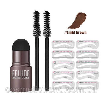 Штамп-пудра для макіяжу брів у наборі EElhoe Eyebrow Stamp Kit Light Brown (світло-коричневий), фото 2