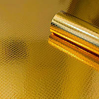 Виниловая блестящая пленка Золото Квадраты Рулон 10 метров Ширина 40 см Пленка для декора мебели