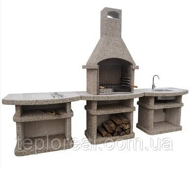 Вуличний камін-барбекю "Сицилія" із двома столами, фото 1