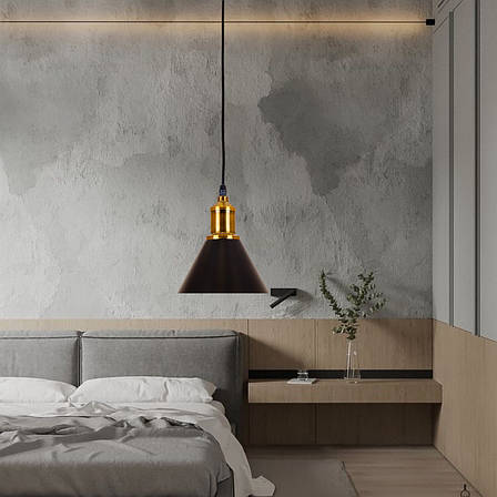 Бронзовий підвіс з чорним плафоном лофт (07-P102F-1 BRZ+BK), фото 2