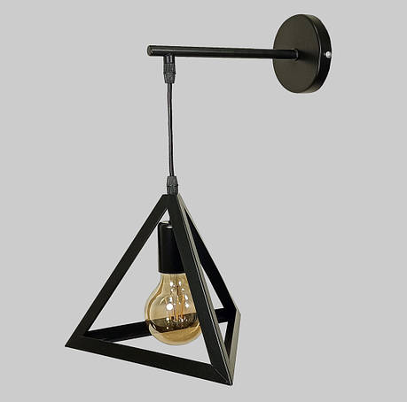 Чорне бра з плафоном піраміда (56-W220F2-1 BK), фото 1