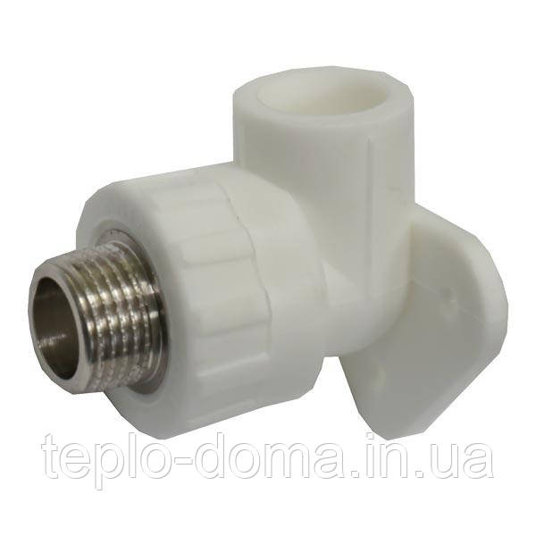 Кут монтажний PP-R SANTAN 20х1/2" із зовнішнім різьбленням, білий