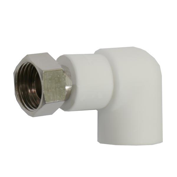 Кут з накидною гайкою PP-R SANTAN 20х1/2" з внутрішнім різьбленням, білий, фото 1