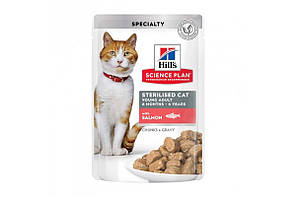 Павуч Hills Science Plan Young Adult Sterilised для стерилізованих кішок з лососем 85г - 12 шт 1 уп