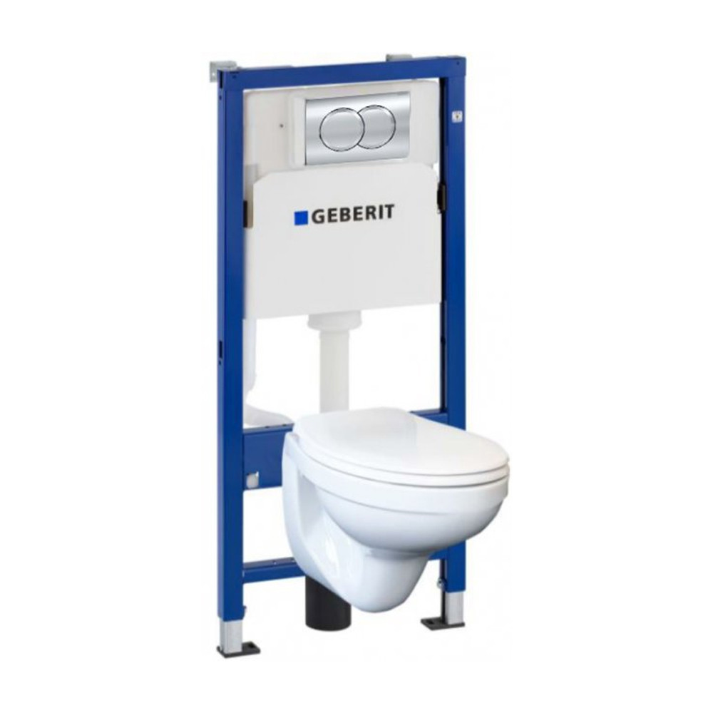 Комплект Інсталяція Geberit Duofix PRO 20 з панеллю змиву Delta 01 хром глянцевий + унітаз KOLO Idol з, фото 1